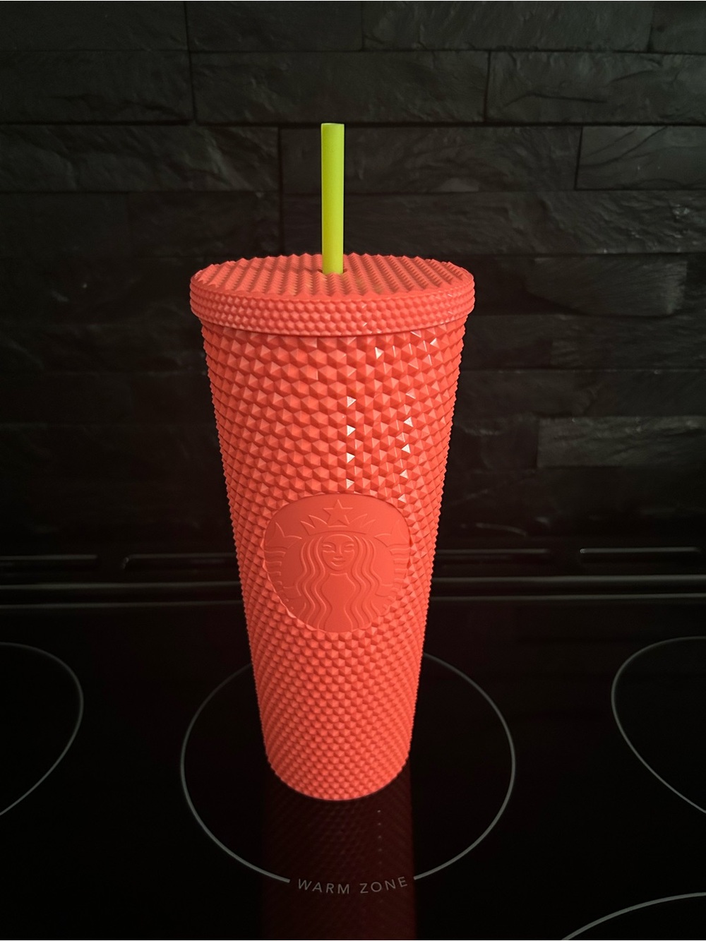 Starbucks Coral Textured Studded Tumbler with Lime Straw